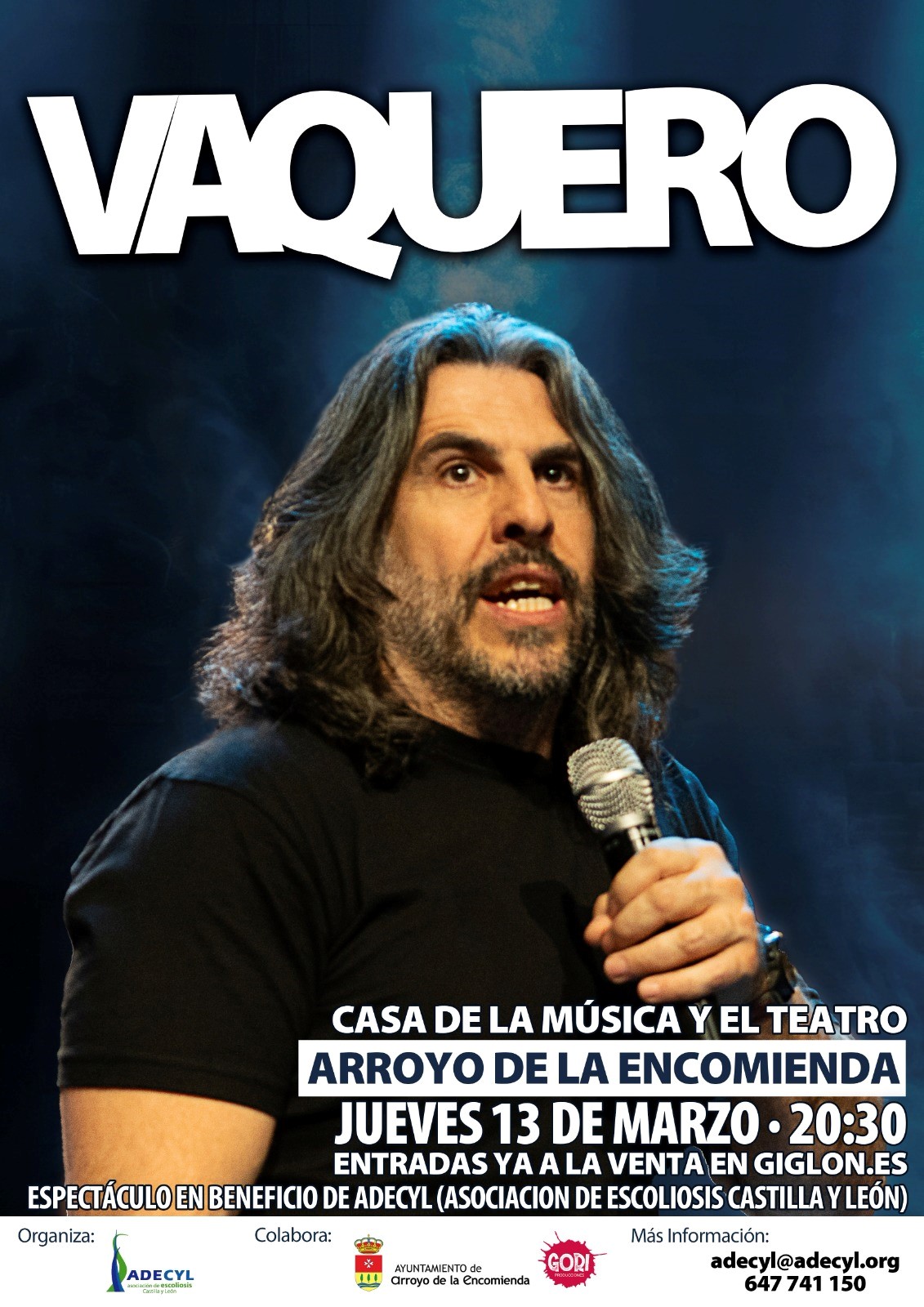 Cartel JJ Vaquero, espectáculo solidario a favor de Adecyl